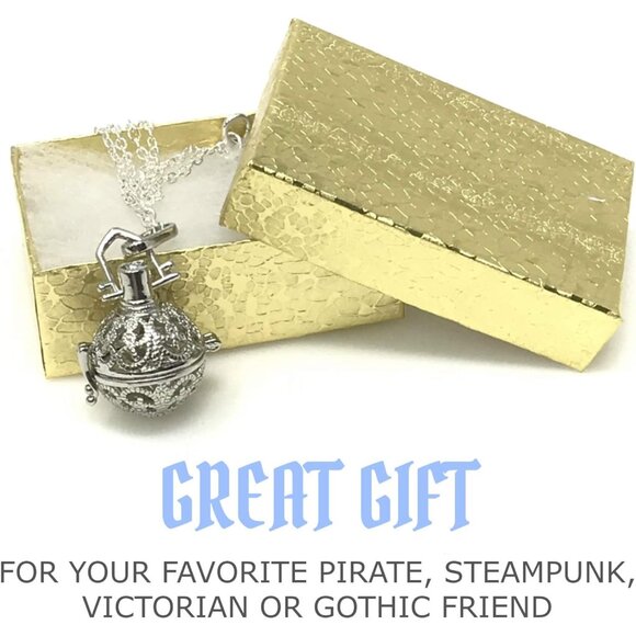 Steampunk Fire Necklace Glow Locket Pendant Jewelry Gift for Women - Picture 4 of 6